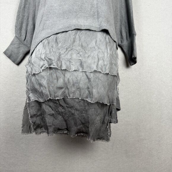 Scandal Italy Cowl Neck Sweater Angora Layered Dress Gray/green Lagen L/XL NWT - Picture 3 of 9